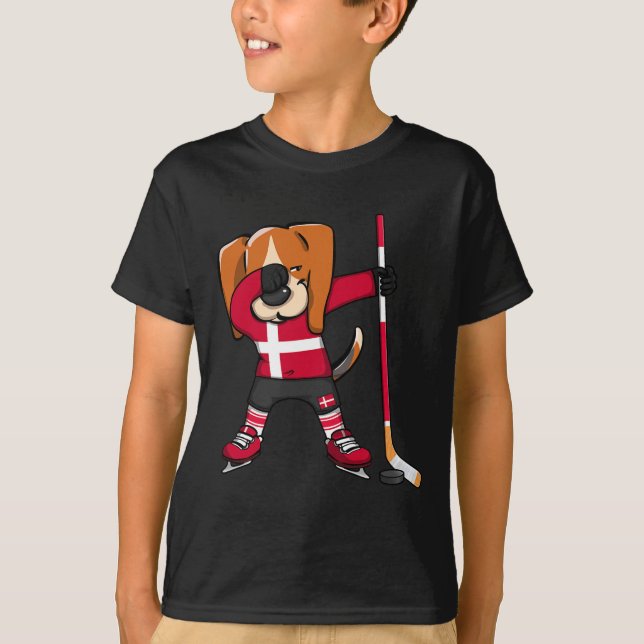 Dabbing Beagle Danmark Ishockeyälskare Tröja Wi (Framsida)