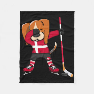 Dabbing Beagle Danmark Ishockeyälskare Tröja Wi Fleecefilt