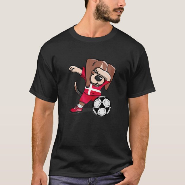 Dabbing Beagle Danmark Ocer Fläkt Jersey Danish F T Shirt (Framsida)