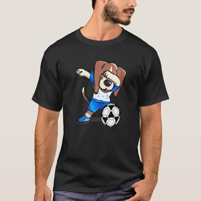 Dabbing Beagle Honduras Football Honduran Flagga S T Shirt (Framsida)