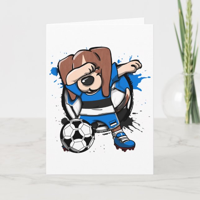 Dabbing Beagle Hund Estland Fotbollsfans Tröja Fot Kort (Framsida)