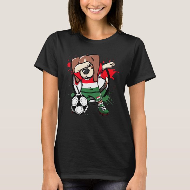 Dabbing Beagle Hund Hungary Ocer Fläkt Jersey Foot T Shirt (Framsida)