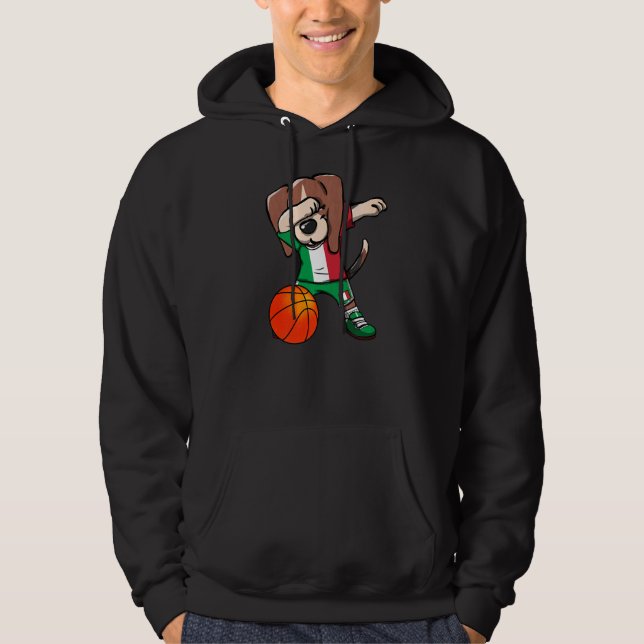 Dabbing Beagle Hund Italien Jersey Italy Basketbal Hoodie (Framsida)