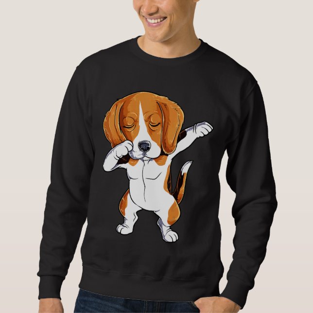 Dabbing Beagle Hund Manar Women Dab Dance Lång Ärmad Tröja (Framsida)