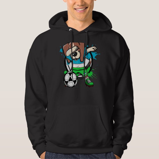 Dabbing Beagle Hund Uzbekistan Ocer Fläkt Jersey F Hoodie (Framsida)