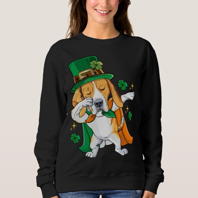 Dabbing Beagle Leprechaun St Patricks Day T Shirt (Framsida)