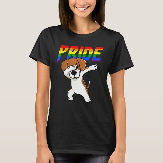 Dabbing Beagle Lesbisk Bisexual Gay Lgbt Pride T Shirt (Framsida)