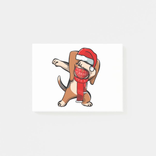 Dabbing Beagle Wears Ansikte Mask Dab Dance Cute C Post-it Block (Framsida)