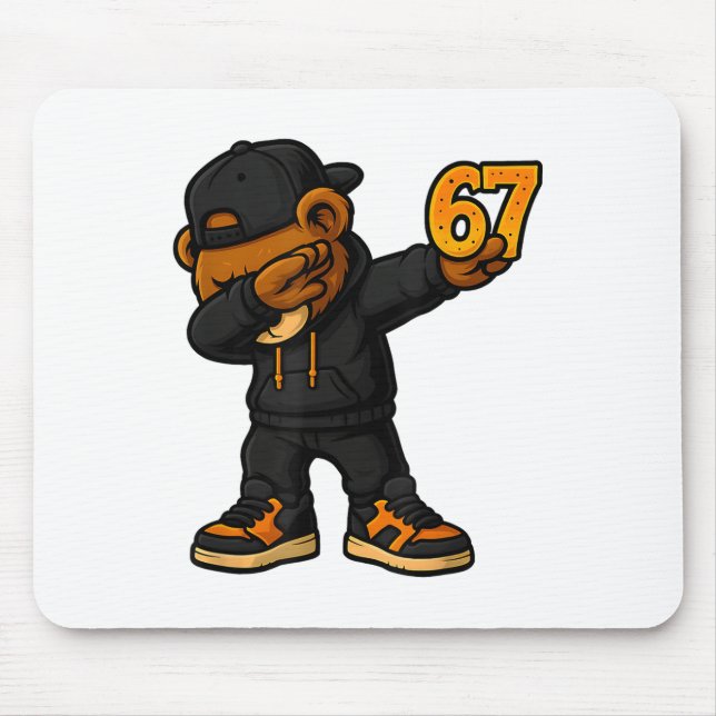 Dabbing Bear 67 Meme Rolig Brainrot Hip Hop Barn B Musmatta (Framsidan)