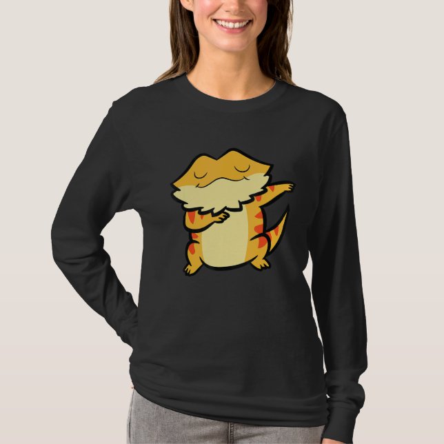 Dabbing Bearded Drag Beared Dragon Reptile Lizard  T Shirt (Framsida)