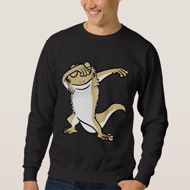 Dabbing Bearded Dragon Dab Dance  Animal Lång Ärmad Tröja (Framsida)