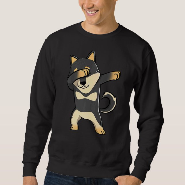 Dabbing Beauceron Hund Dab Dance Lång Ärmad Tröja (Framsida)