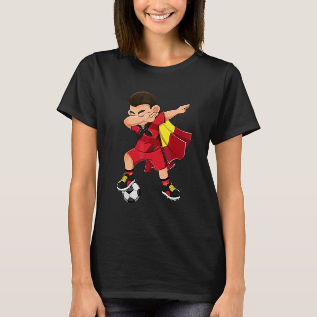 Dabbing Belgium Boy Belgium Football Flagga Kids T Shirt (Framsida)