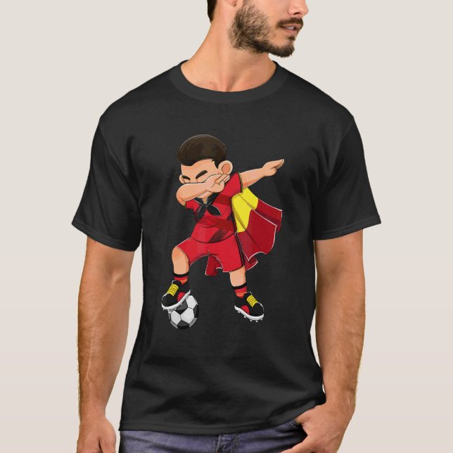 Dabbing Belgium Boy Belgium Football Flagga Kids T Shirt (Framsida)