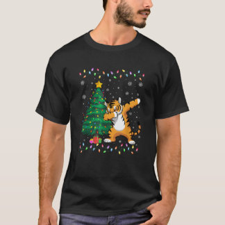 Dabbing Bengal Tiger Julafton Träd Ljus Ugly Chris T Shirt