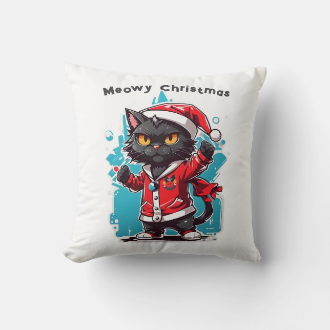 Dabbing Black Cat: God jul Kudde (Framsida)