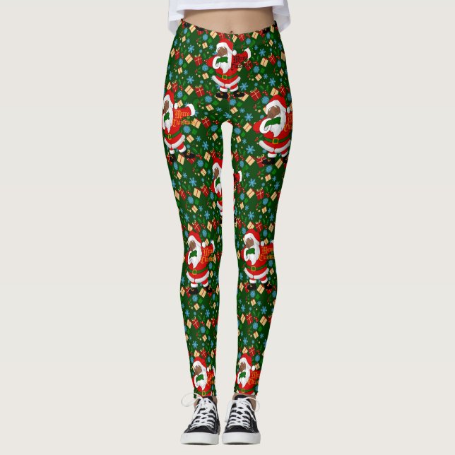dabbing Black Santa Leggings (Framsida)