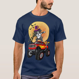 Dabbing Boer Hund Witch Hat på Monster Lastbil Fun T Shirt