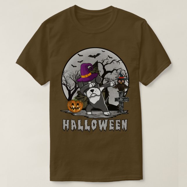Dabbing Boer Hund Witch Hat Rolig hund Halloween C T Shirt (Design framsida)
