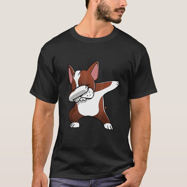 Dabbing Boston Terrier Hund Dab Dance T Shirt (Framsida)