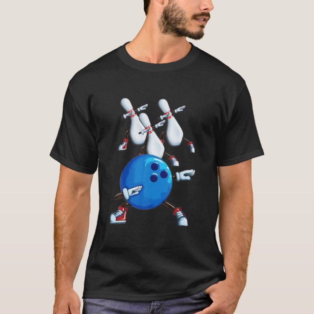 Dabbing Bowling Ball Bowling Stift Motif Bowlarear T Shirt (Framsida)