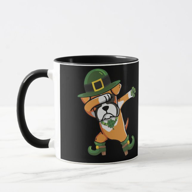 Dabbing Boxer St patricks day Boys Leprechaun Hund Mugg (Vänster)