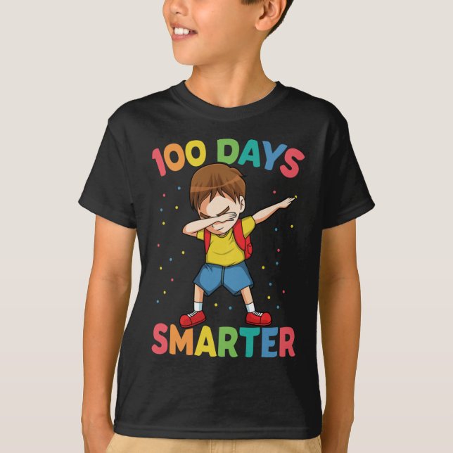 Dabbing Boy 100 Day Smarter Lycklig 100 Sch-dagen T Shirt (Framsida)