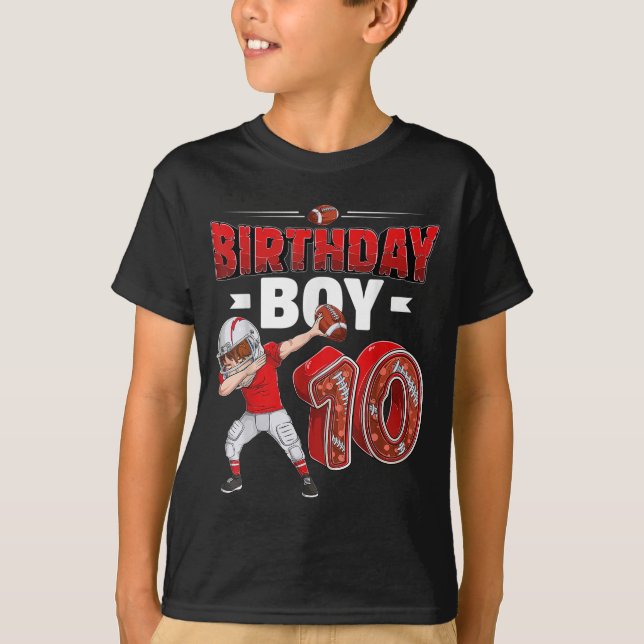Dabbing Boy 10-årig amerikansk fotboll 10:e bir T Shirt (Framsida)