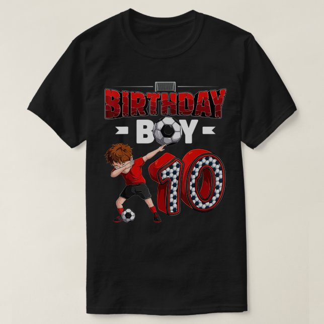 Dabbing Boy 10-årig fotbollsspelare 10:e födelseda T Shirt (Design framsida)