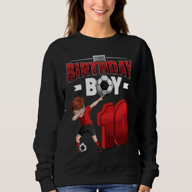 Dabbing boy 10 year old Soccer Player 10th birthda T Shirt (Framsida)