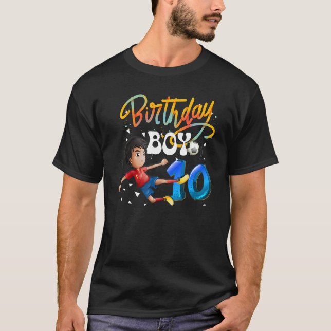 Dabbing Boy 10 Year Old Soccer Player 10th Birthda T Shirt (Framsida)