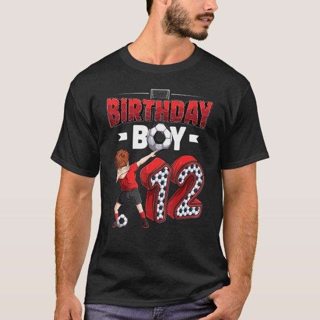 Dabbing Boy 12 Year Old Soccer Player 12:e Birthda T Shirt (Framsida)