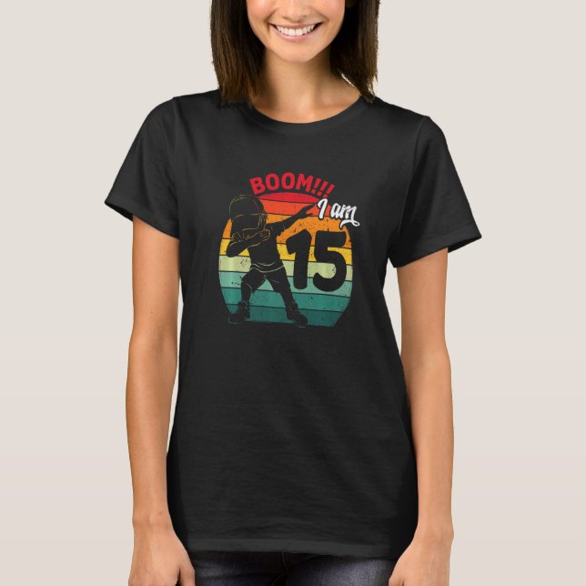 Dabbing Boy 15:e Födelsedagsfesten femton 15 år O T Shirt (Framsida)