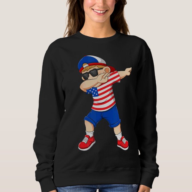 Dabbing Boy American Flagga Kids Dab Dance T Shirt (Framsida)