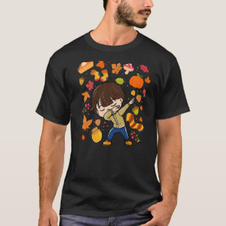 Dabbing Boy Autumn Maple Pumpkin Fall Season Lämna T Shirt