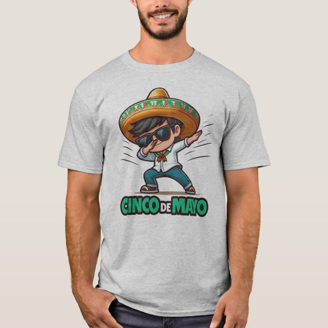 Dabbing BOY Cinco De Mayo Låt oss Fiesta Mexican T Shirt (Framsida)