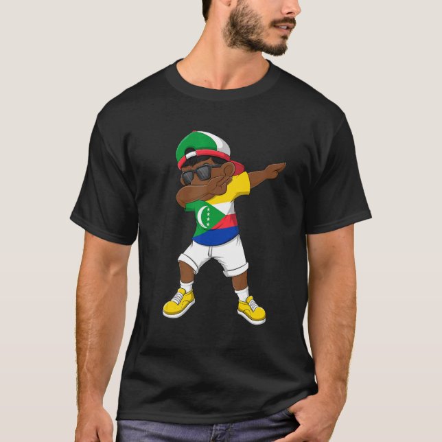 Dabbing Boy Comoros Flagga Kids Dab Dance T Shirt (Framsida)