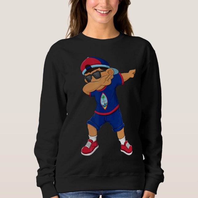 Dabbing Boy Guam Flagga Kids Dab Dance T Shirt (Framsida)