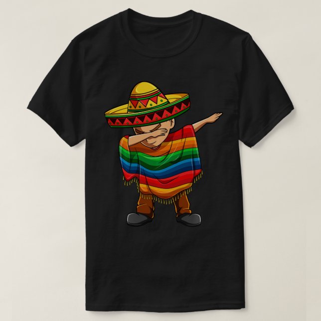 Dabbing Boy Mexican Poncho Cinco de Mayo Sombrero  T Shirt (Design framsida)