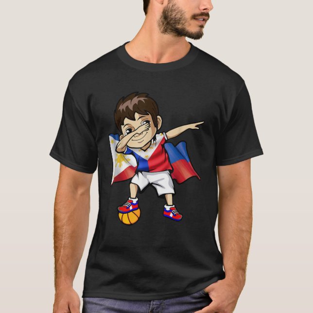 Dabbing Boy Philippine Flagga Basketball Meme Jers T Shirt (Framsida)