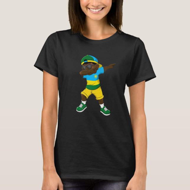 Dabbing Boy Rwandan Flagga Kids Dab Dance T Shirt (Framsida)