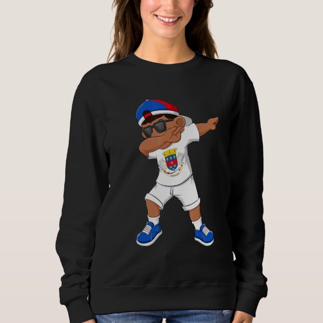 Dabbing Boy Saint Barthelemy Flag Kids Dab Dance T Shirt (Framsida)