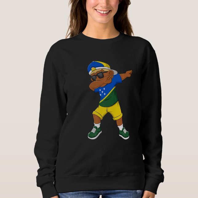 Dabbing Boy Solomon Islands Flag Kids Dab Dance T Shirt (Framsida)