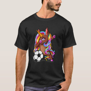 Dabbing Brown Skin Unicorn Football Funy Soccer L T Shirt
