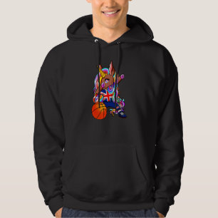 Dabbing Brown Skin Unicorn Underbar Britain Basket Hoodie