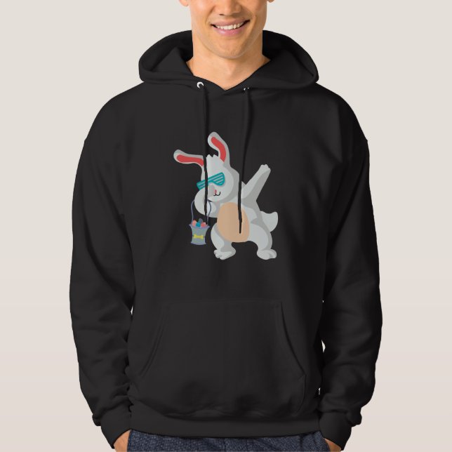 Dabbing Bunny 80 s Retro Sunglasses Rabbit Easter  Hoodie (Framsida)