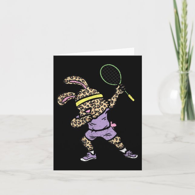 Dabbing Bunny Badminton Player Påsk Sport Rabbit Kort (Framsida)