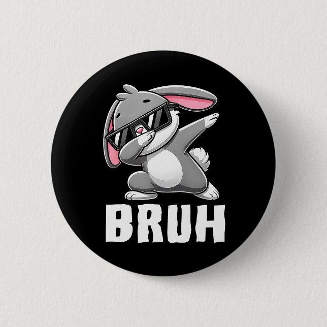 Dabbing Bunny Bruh Meme Påsk Day Dab Bunny Tonårin Knapp (Framsida)