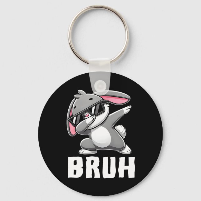 Dabbing Bunny Bruh Meme Påsk Day Dab Bunny Tonårin Nyckelring (Framsida)