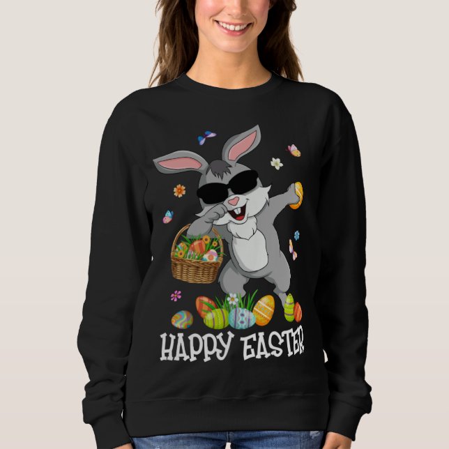 Dabbing Bunny Easter Egg Basket Easter Day Kids Gi T Shirt (Framsida)